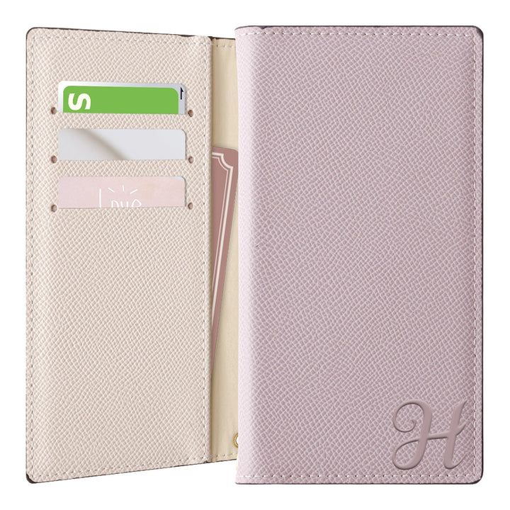 ヴィーガンレザー バイカラー スタンド機能 イニシャル 手帳型ケース iPhoneシリーズ