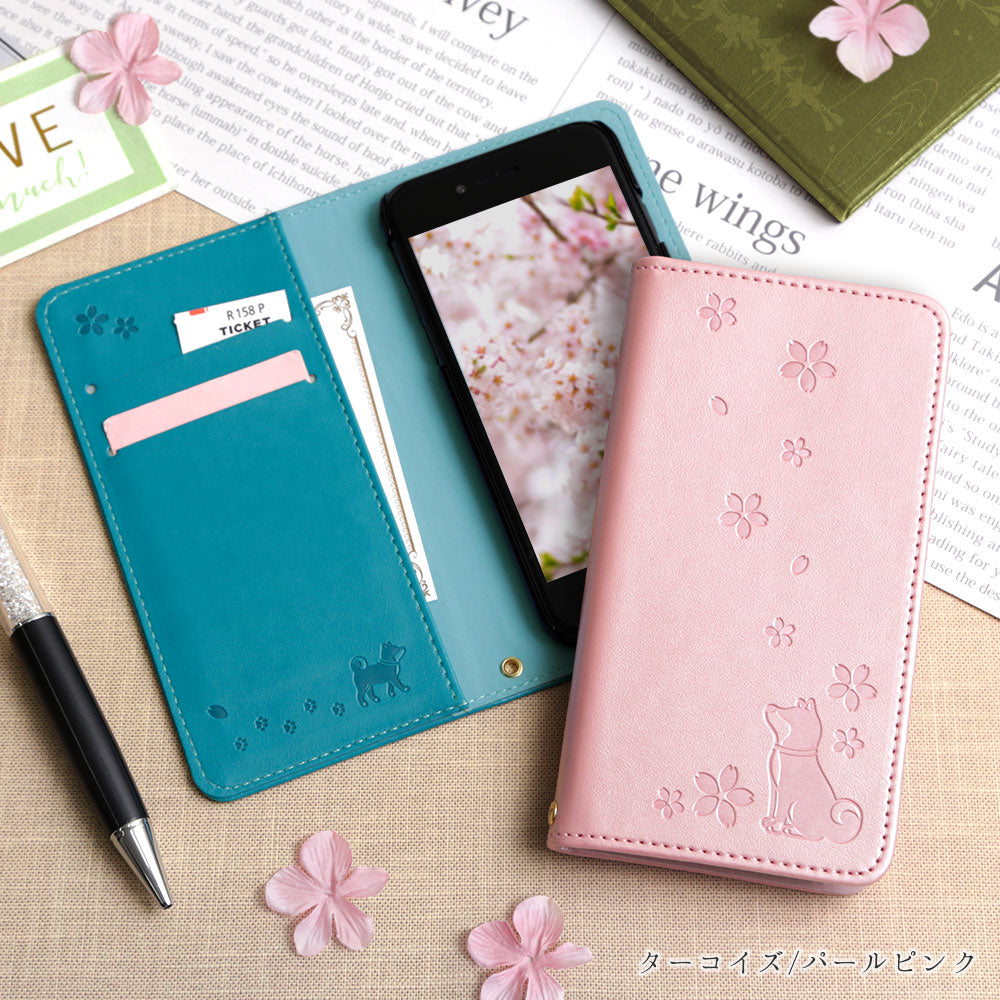 ヴィーガンレザー 犬柄 エンボス 手帳型ケース Xperiaシリーズ