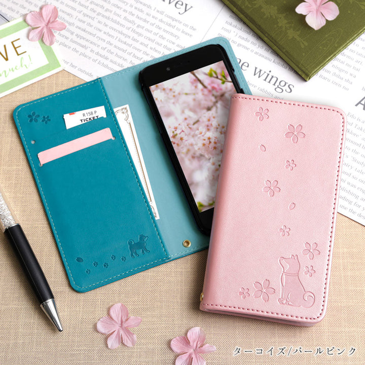 ヴィーガンレザー 犬柄 エンボス 手帳型ケース Xperiaシリーズ