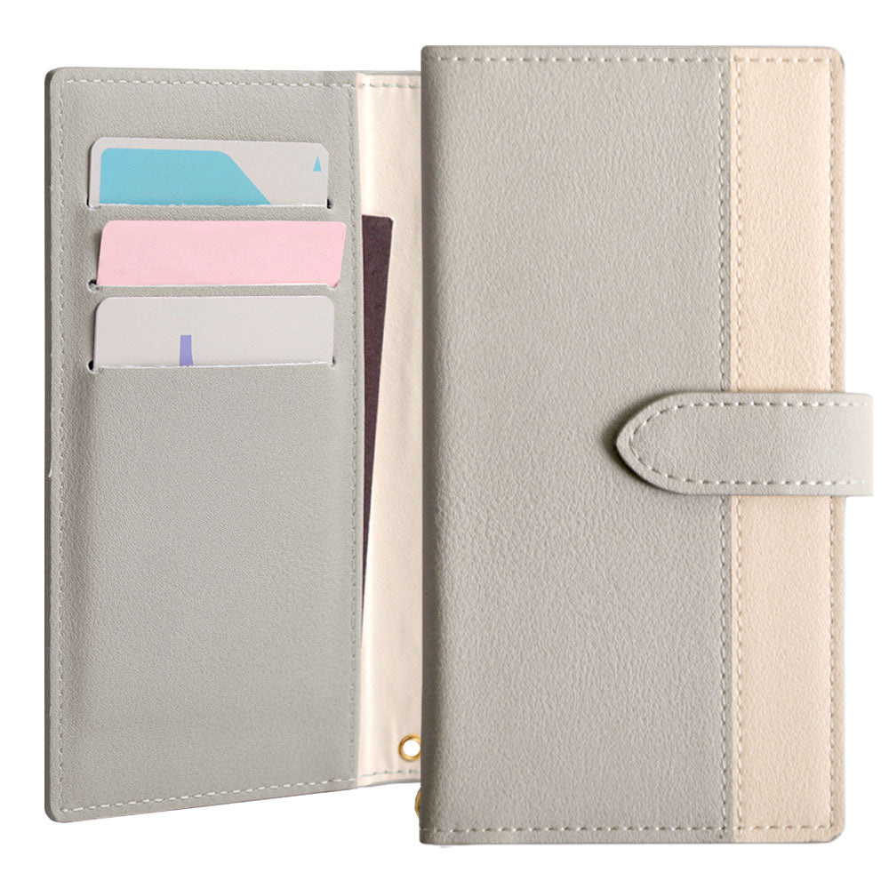 Vegan leather muted bicolor stand function notebook-style case (with belt) AQUOS series