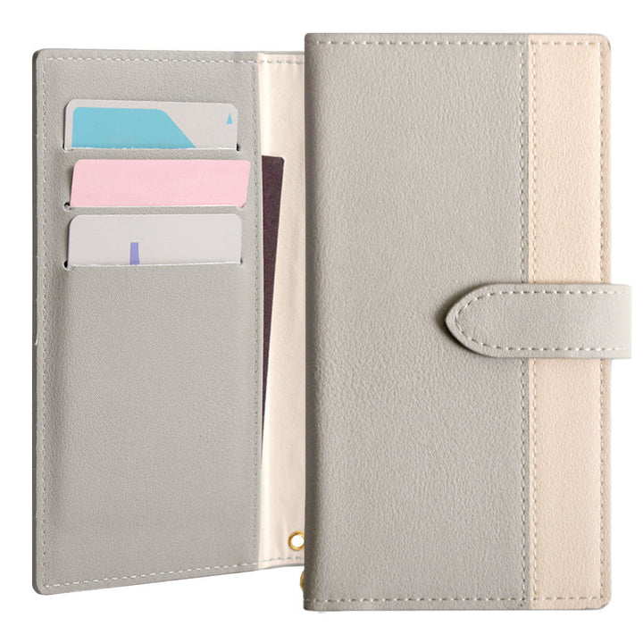 Vegan leather muted bicolor stand function notebook-style case (with belt) AQUOS series
