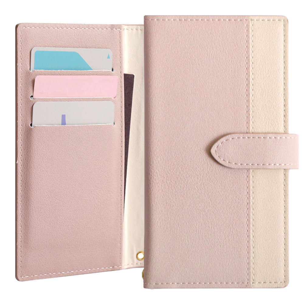 Vegan leather muted bicolor stand function notebook-style case (with belt) AQUOS series