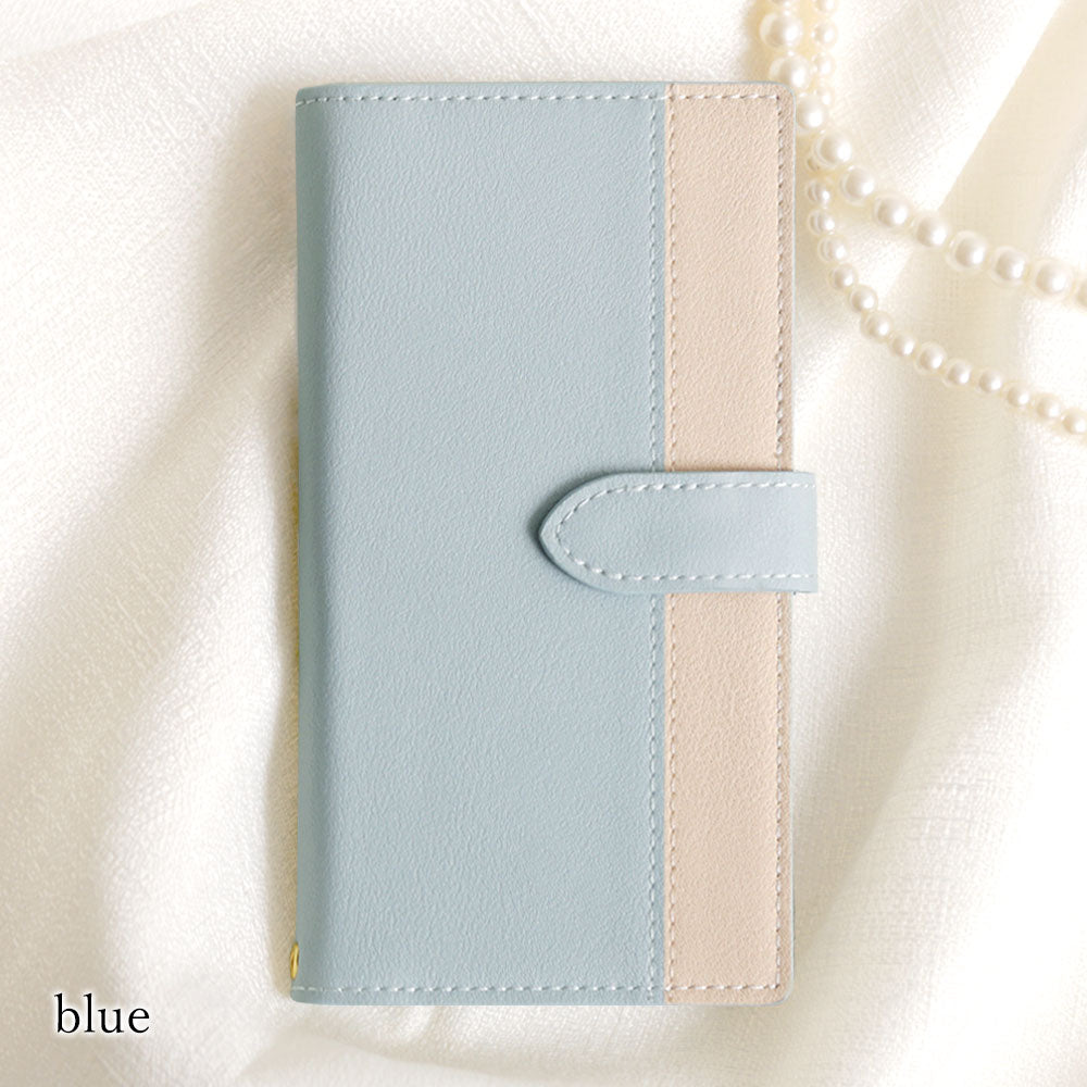 Vegan leather muted bicolor stand function notebook-style case (with belt) AQUOS series