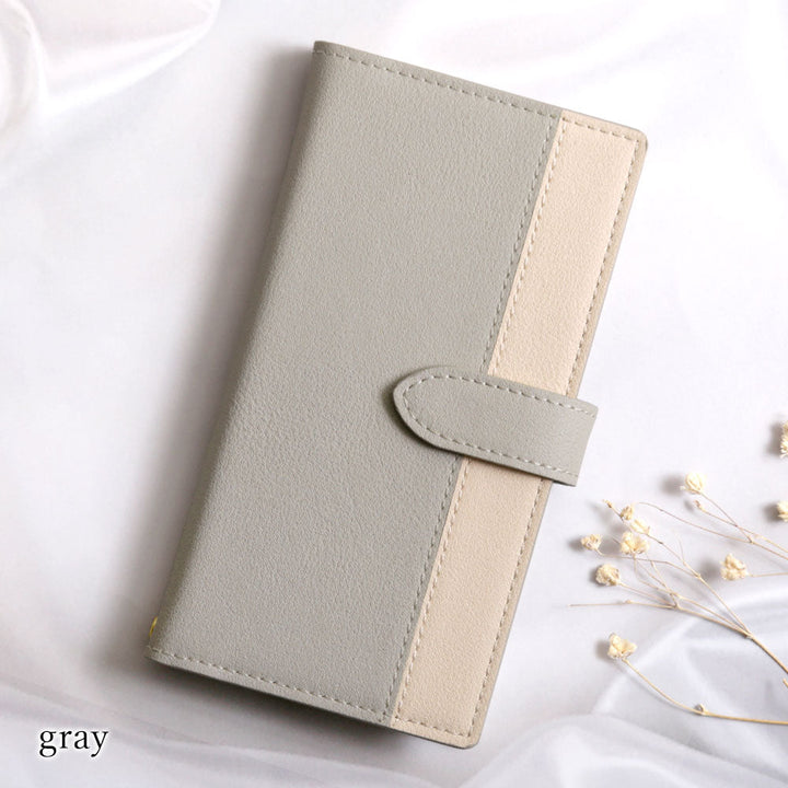 Vegan leather muted bicolor stand function notebook-style case (with belt) AQUOS series