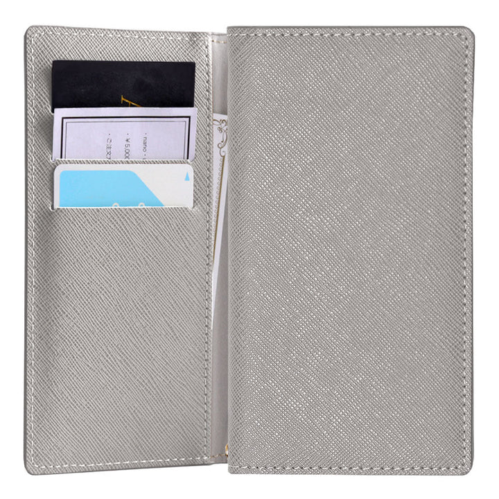 Vegan leather Saffiano leather-style stand function folio case for iPhone series