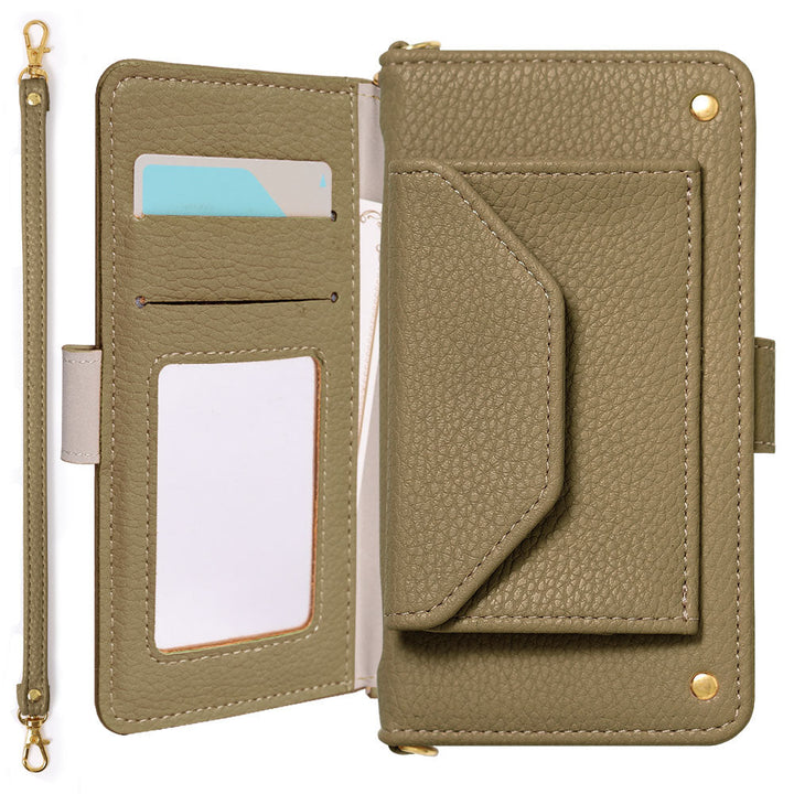 ヴィーガンレザー ポケット ストラップ付き 手帳型ケース（ベルトあり） iPhoneシリーズ