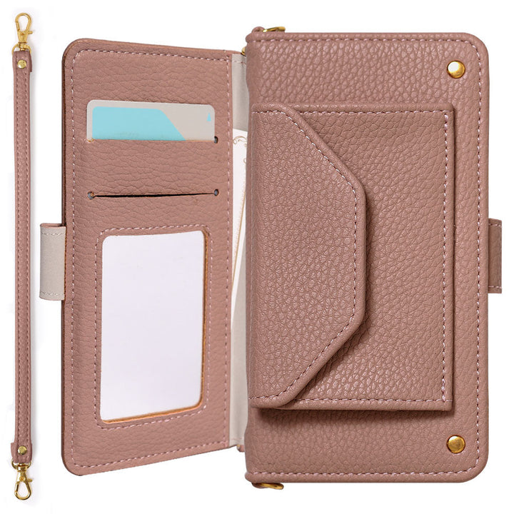 ヴィーガンレザー ポケット ストラップ付き 手帳型ケース（ベルトあり） AQUOSシリーズ