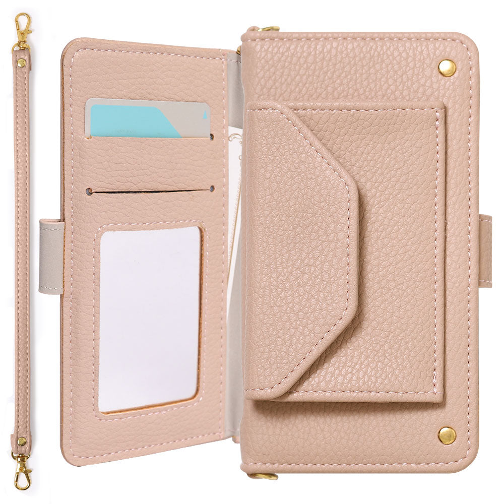 ヴィーガンレザー ポケット ストラップ付き 手帳型ケース（ベルトあり） Galaxyシリーズ