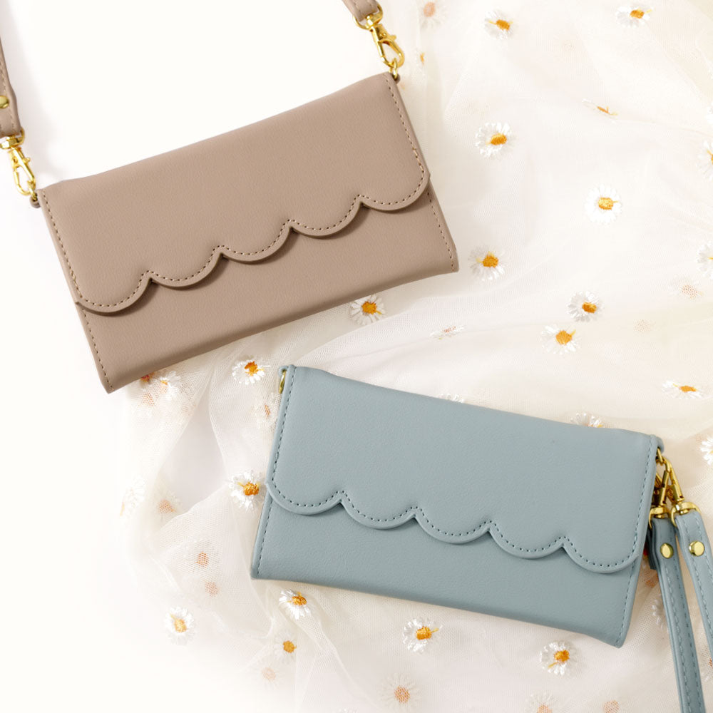 Vegan leather tri-fold pastel color strap-attached wallet case for Google Pixel series