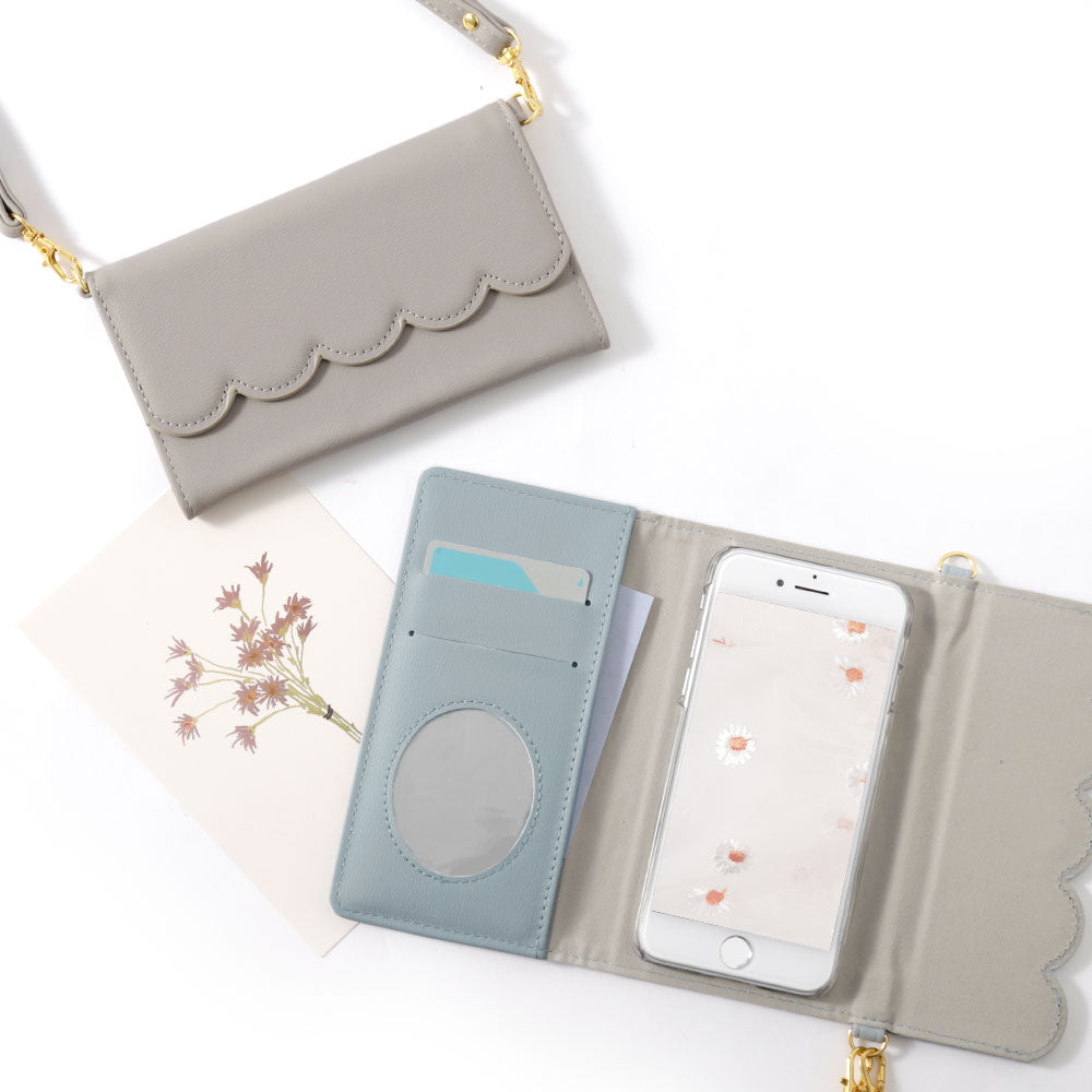 Vegan leather tri-fold pastel color strap-attached wallet case for Google Pixel series