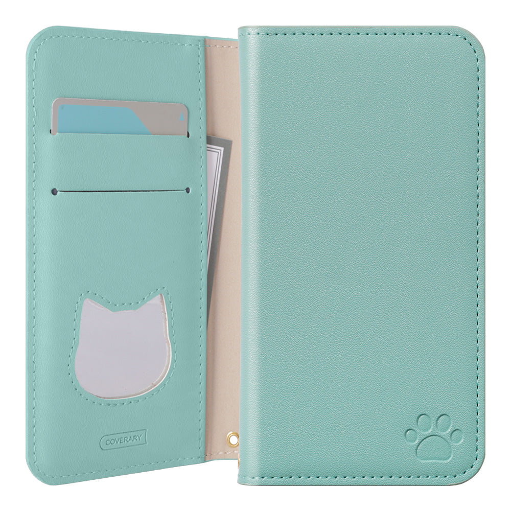 Vegan leather cat-shaped pocket stand function notebook-style case Galaxy series