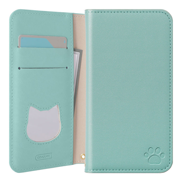 Vegan leather cat-shaped pocket stand function notebook-style case Galaxy series