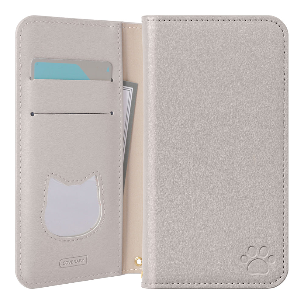 Vegan leather cat-shaped pocket stand function notebook-style case Galaxy series