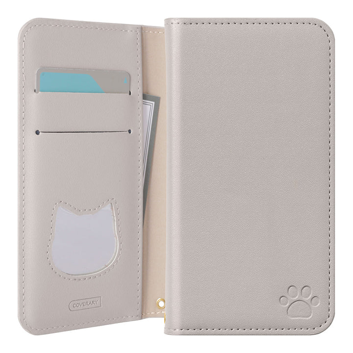 Vegan leather cat-shaped pocket stand function notebook-style case Galaxy series