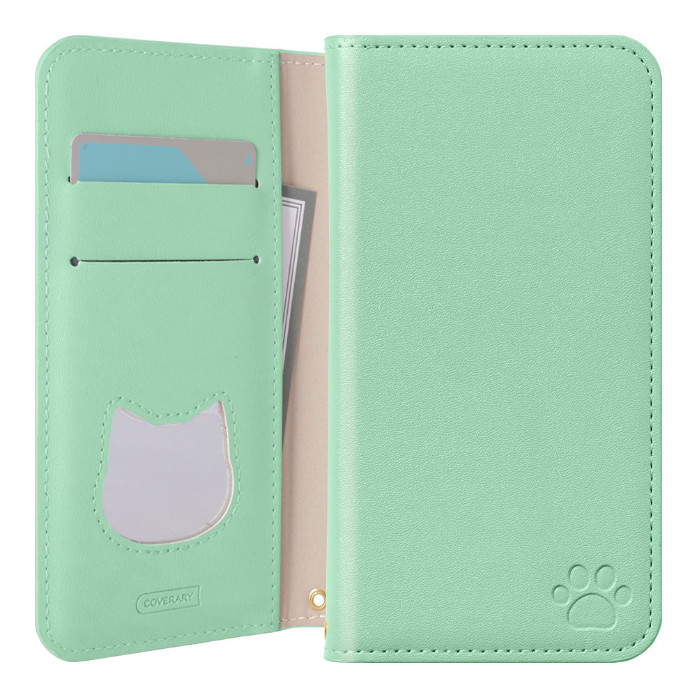 Vegan leather cat-shaped pocket stand function notebook-style case Galaxy series