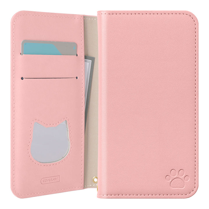 Vegan leather cat-shaped pocket stand function notebook-style case Galaxy series