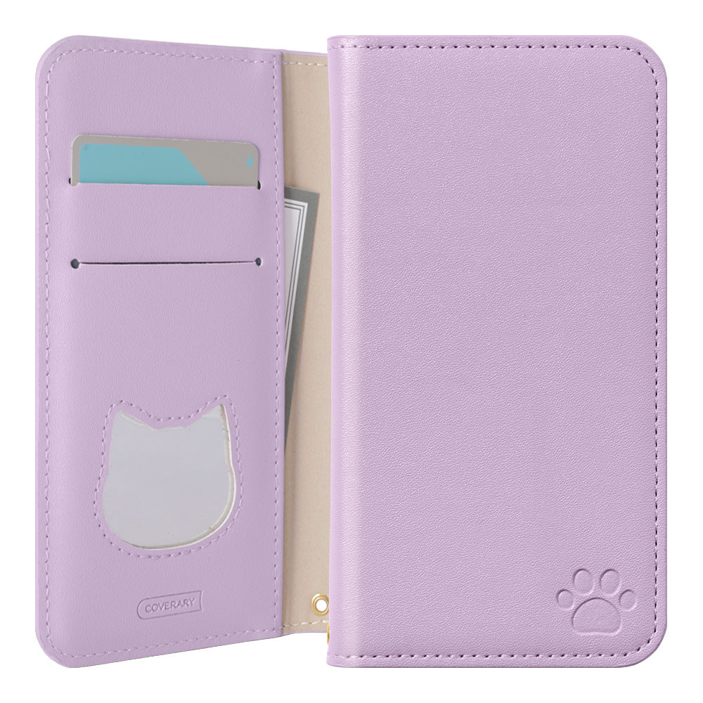 ヴィーガンレザー ネコ型ポケット スタンド機能 手帳型ケース