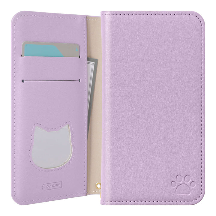 Vegan leather cat-shaped pocket stand function notebook-style case Galaxy series