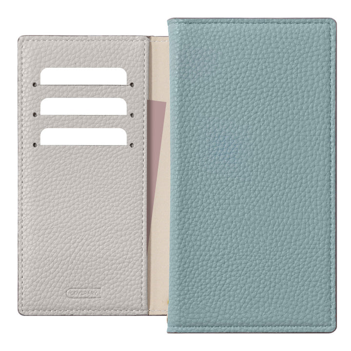 Vegan leather bi-color front and back stand function notebook-style case