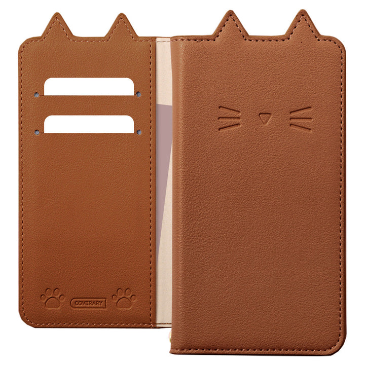 ヴィーガンレザー ネコモチーフ スタンド機能 手帳型ケース AQUOSシリーズ