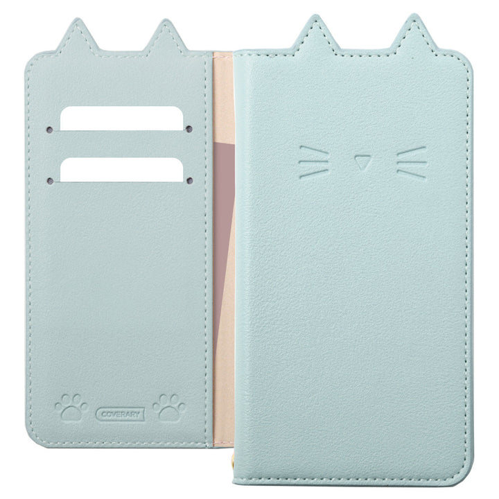 ヴィーガンレザー ネコモチーフ スタンド機能 手帳型ケース AQUOSシリーズ