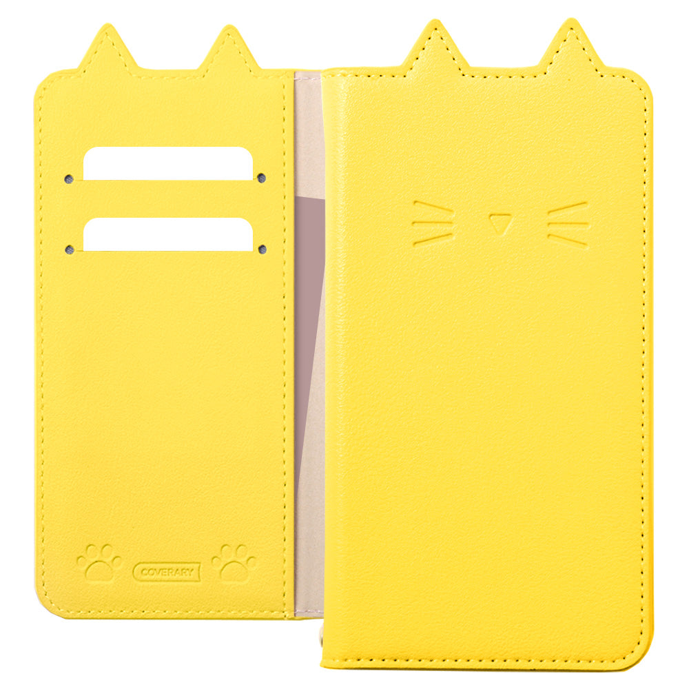 ヴィーガンレザー ネコモチーフ スタンド機能 手帳型ケース AQUOSシリーズ