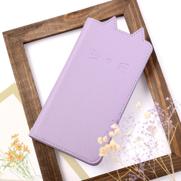 ヴィーガンレザー ネコモチーフ スタンド機能 手帳型ケース AQUOSシリーズ