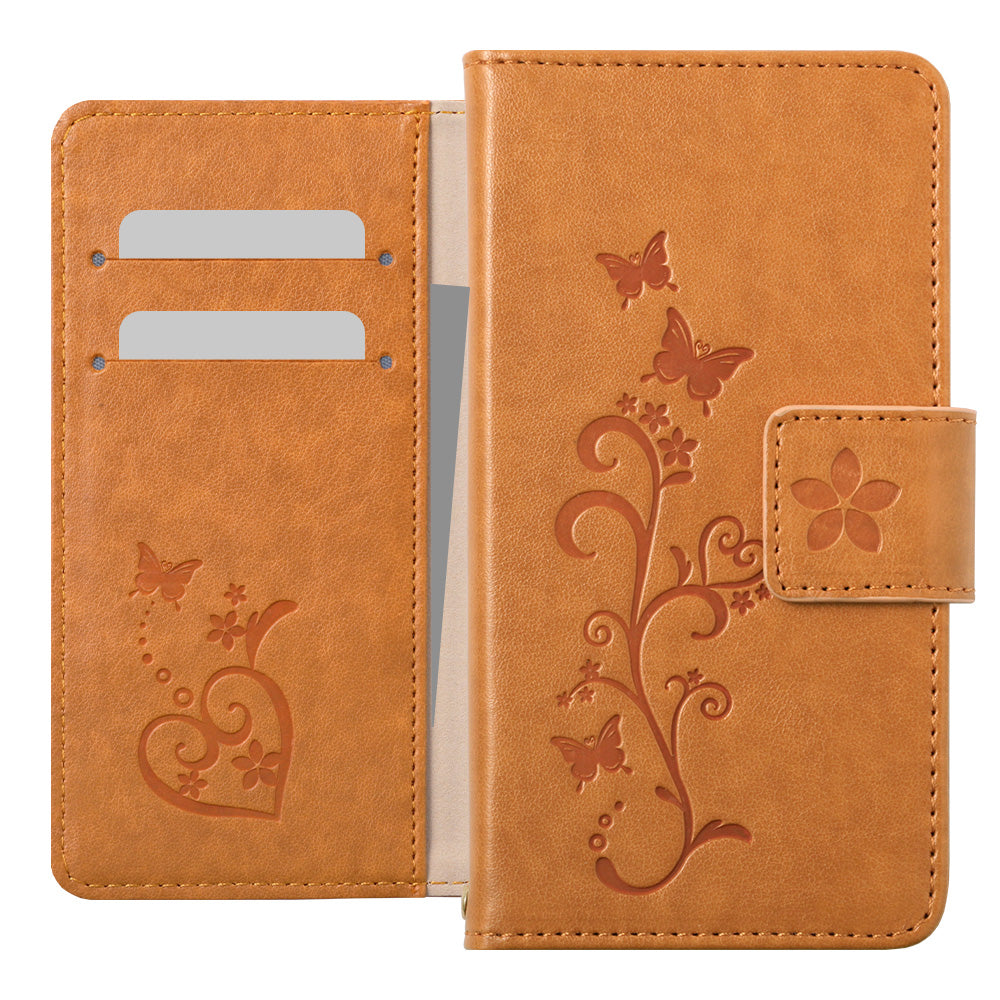 Vegan Leather Butterfly Flower Embossed Wallet Case for Google Pixel Series