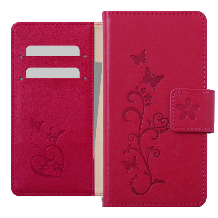 Vegan Leather Butterfly Flower Embossed Wallet Case for Google Pixel Series