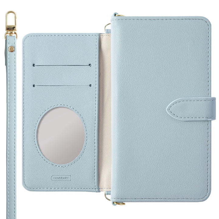 Vegan leather muted pastel notebook-style case with shoulder strap (with belt) Galaxy series