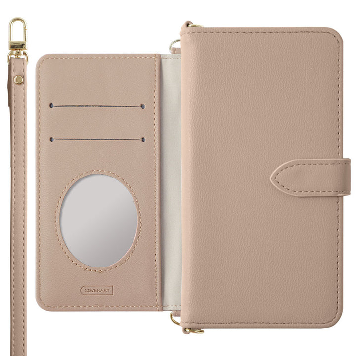 Vegan leather muted pastel notebook-style case with shoulder strap (with belt) Galaxy series