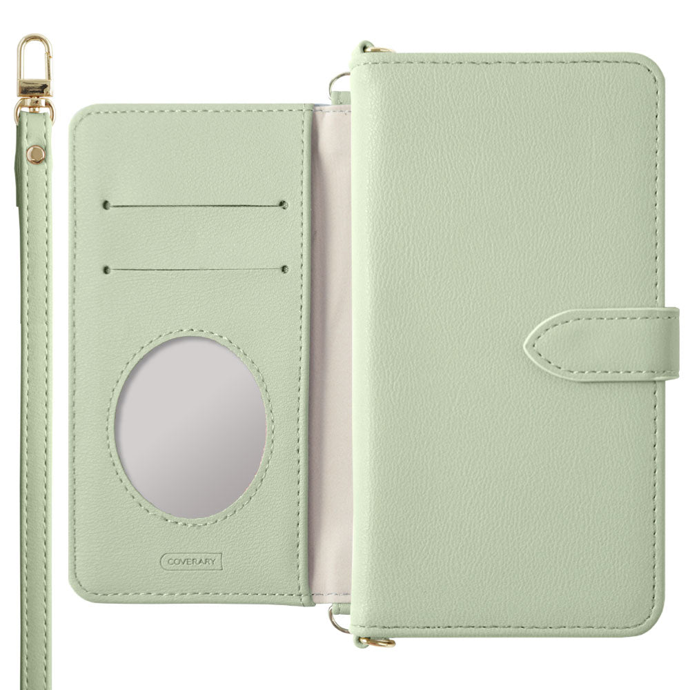 Vegan leather muted pastel notebook-style case with shoulder strap (with belt) for Google Pixel series
