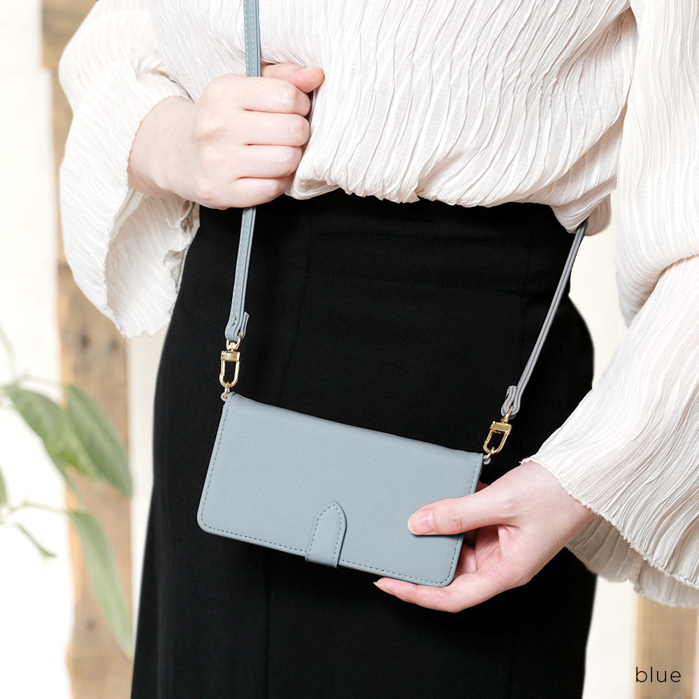 Vegan leather muted pastel notebook-style case with shoulder strap (with belt) Galaxy series
