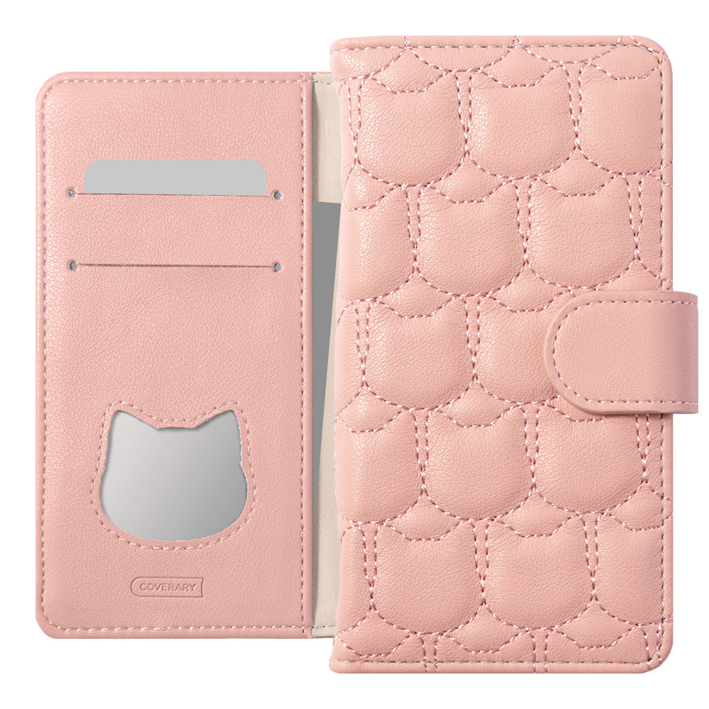 Vegan Leather Cat Quilting Wallet Case (with Belt) Galaxy Series