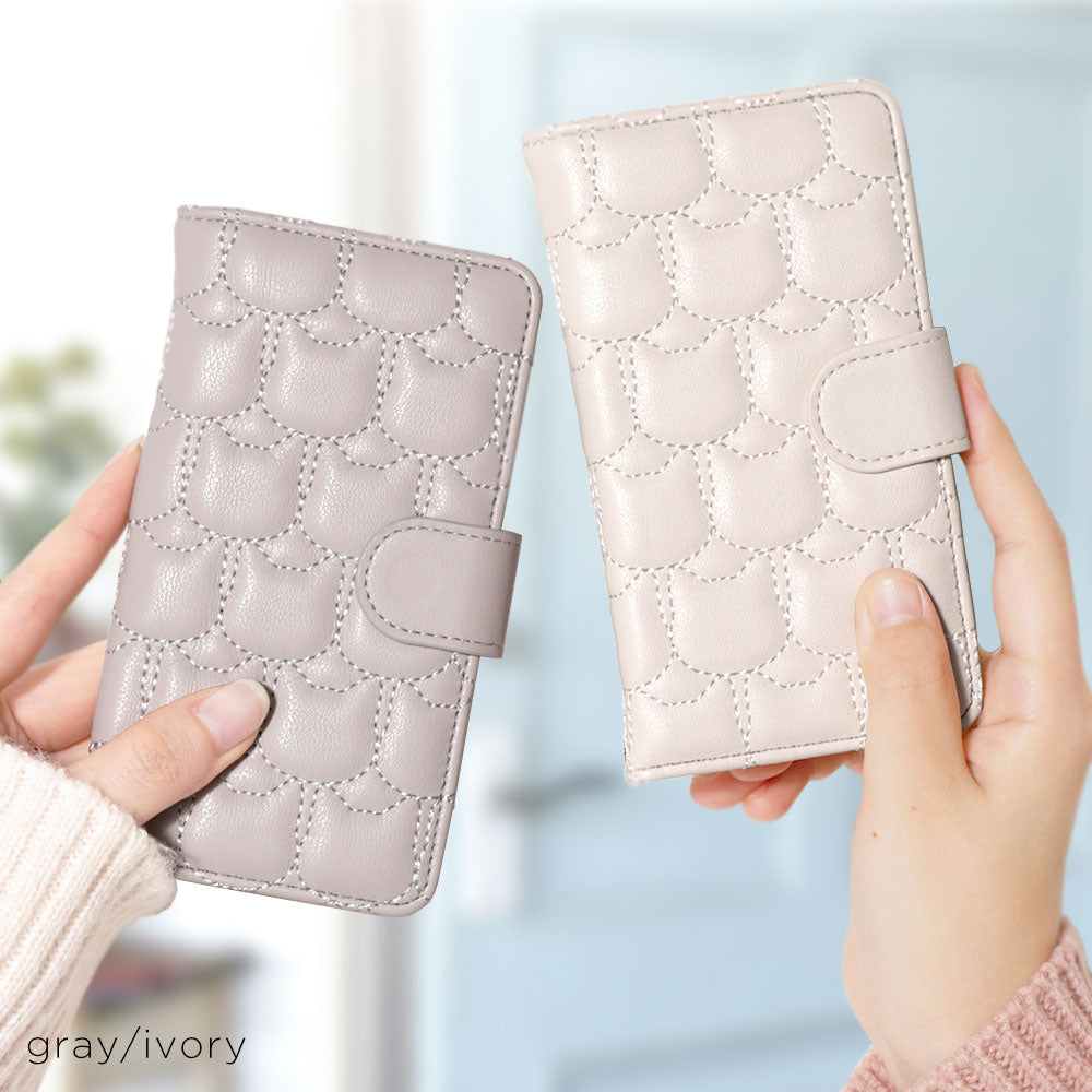 Vegan Leather Cat Quilting Wallet Case (with Belt) Galaxy Series