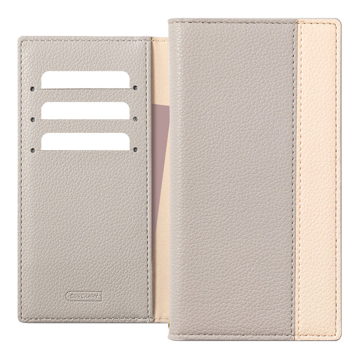 Vegan leather textured bicolor front stand function wallet case for iPhone series