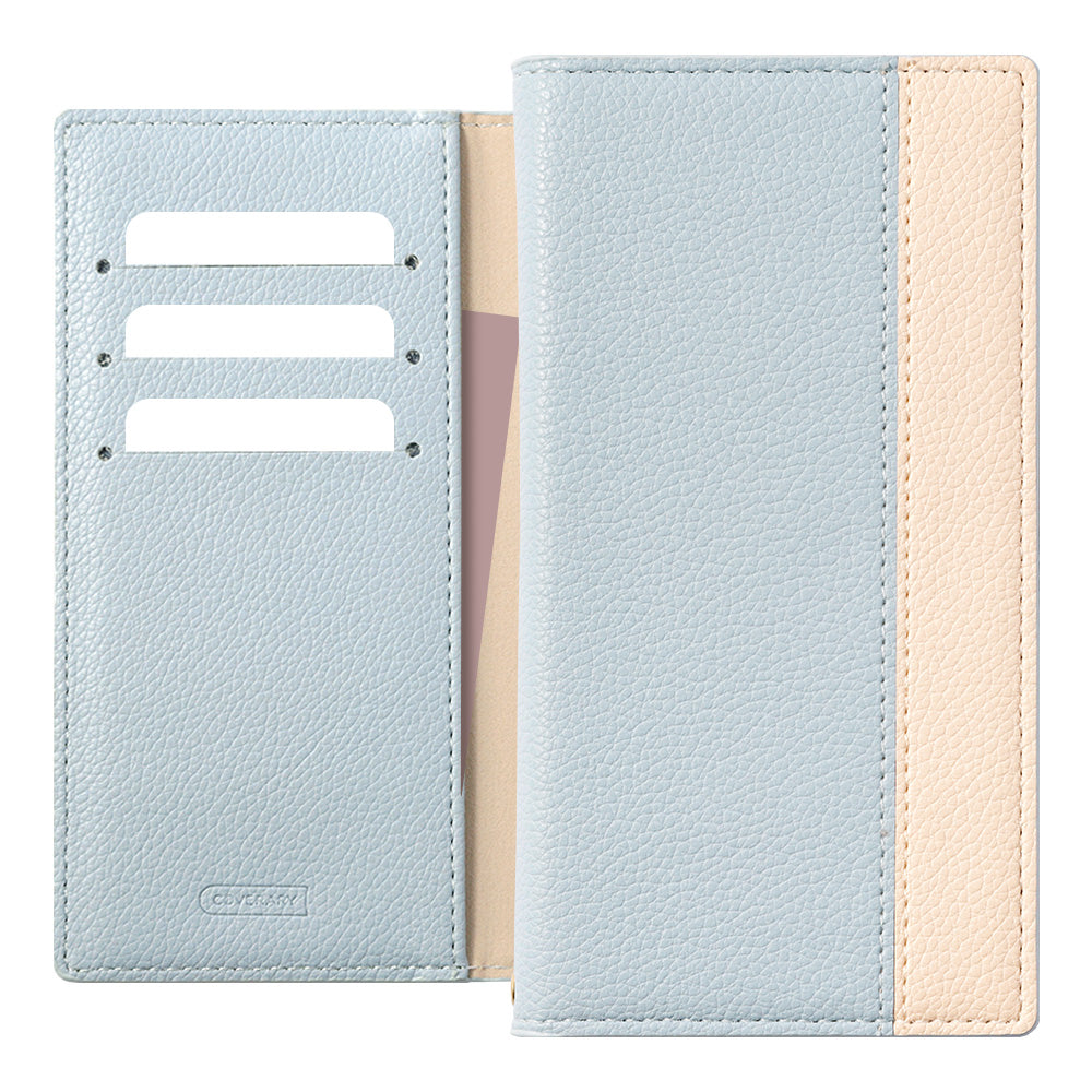 Vegan leather textured bicolor front stand function notebook-style case Galaxy series