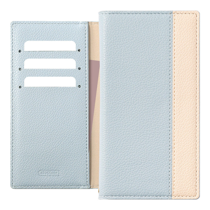 Vegan leather textured bicolor front stand function notebook-style case Galaxy series