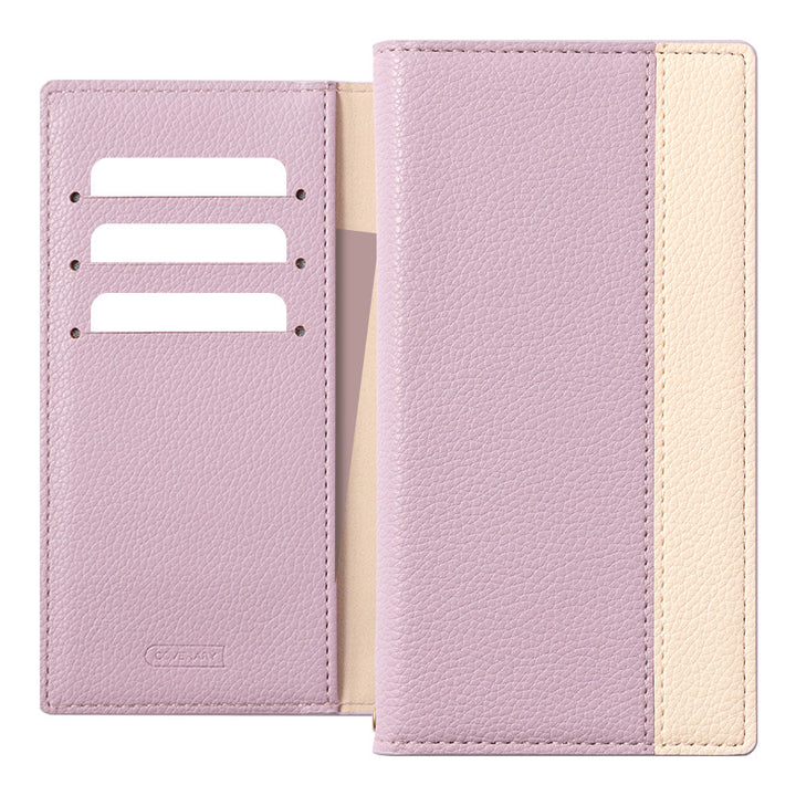 Vegan leather textured bicolor front stand function wallet case for iPhone series