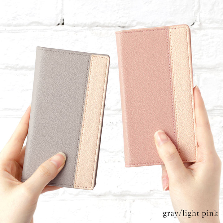 Vegan leather textured bicolor front stand function notebook-style case Galaxy series