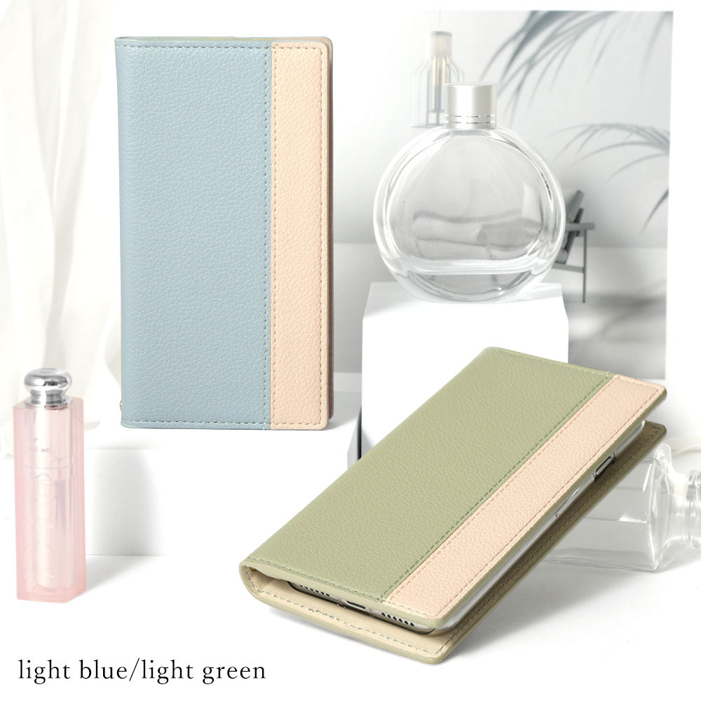 Vegan leather textured bicolor front stand function wallet case for iPhone series