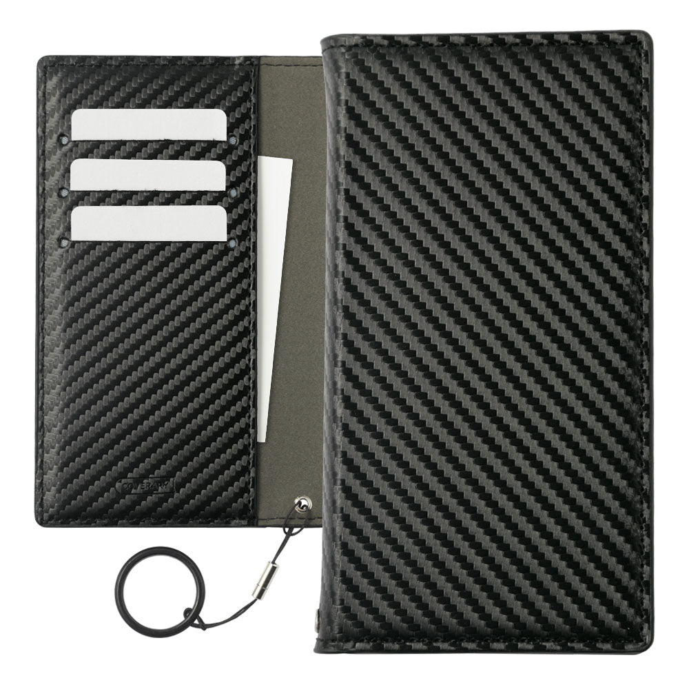 Vegan Leather Carbon Ring Strap Stand Function Wallet Case AQUOS Series