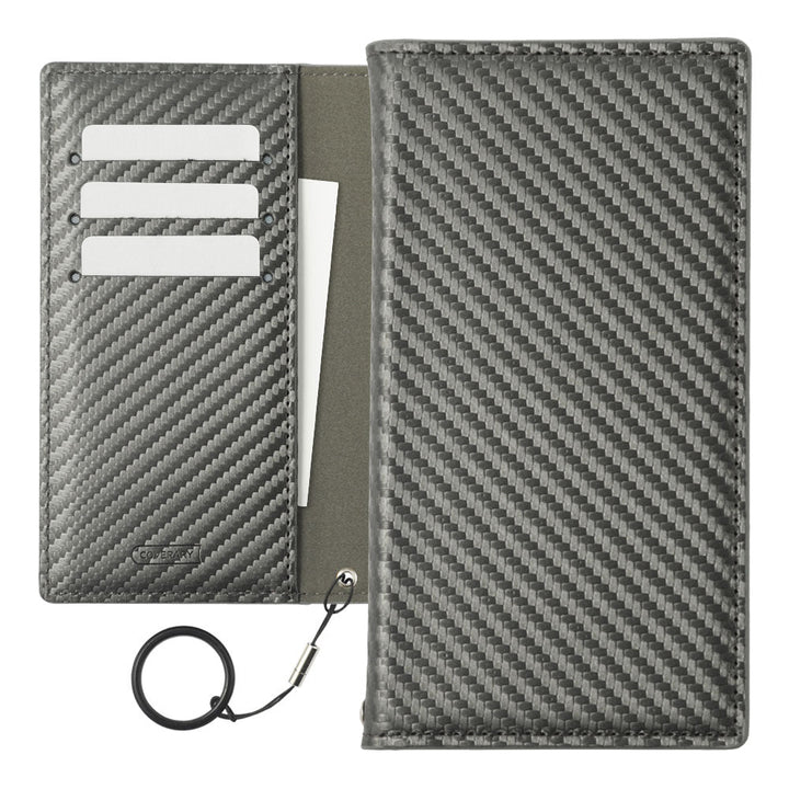 Vegan Leather Carbon Ring Strap Stand Function Wallet Case AQUOS Series