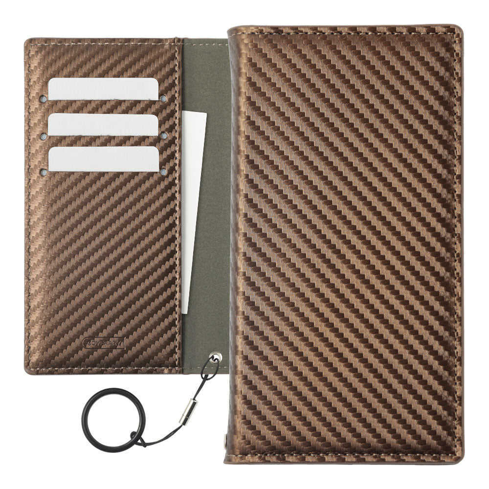 Vegan Leather Carbon Ring Strap Stand Function Wallet Case AQUOS Series