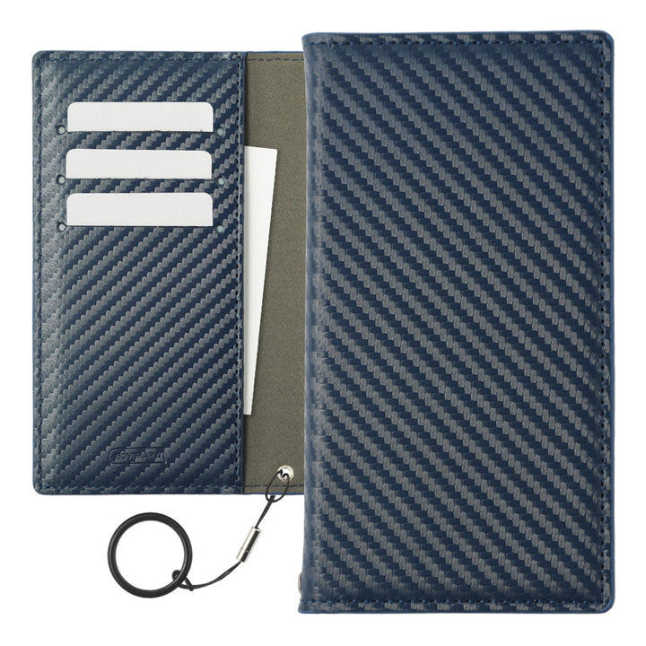 Vegan Leather Carbon Ring Strap Stand Function Wallet Case AQUOS Series