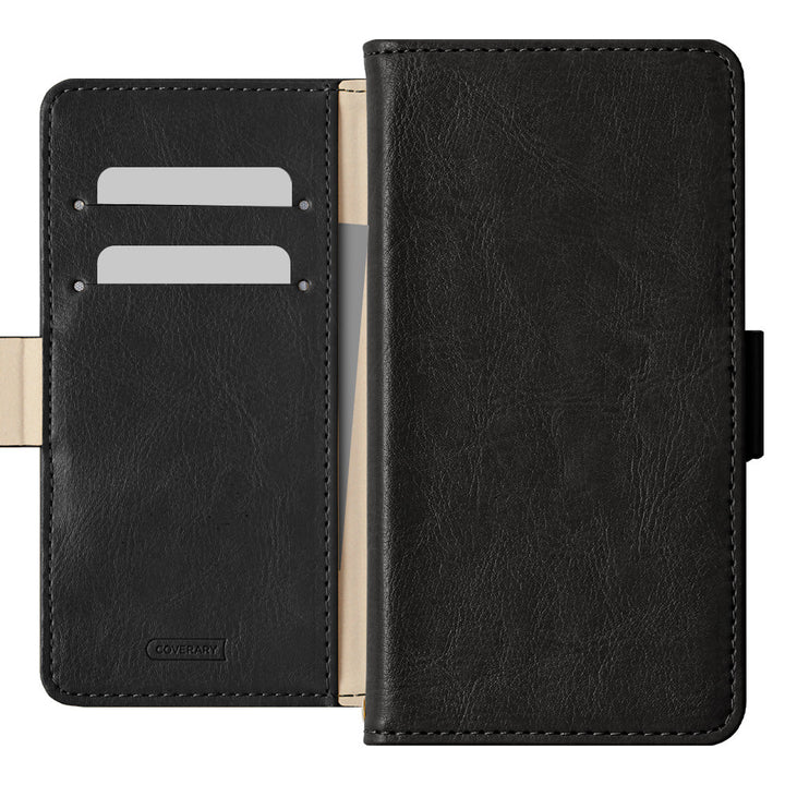 Vegan leather simple stand function wallet case (with belt) AQUOS series
