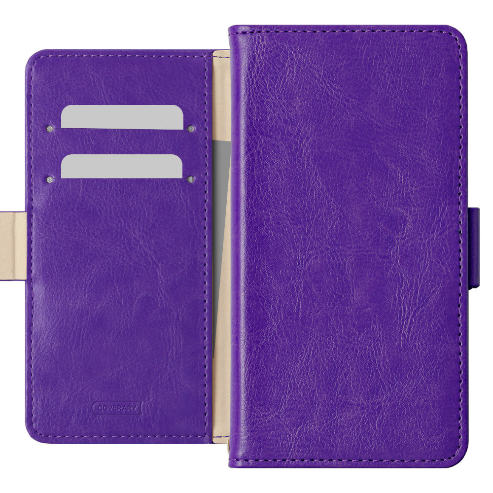 Vegan leather simple stand function wallet case (with belt) AQUOS series