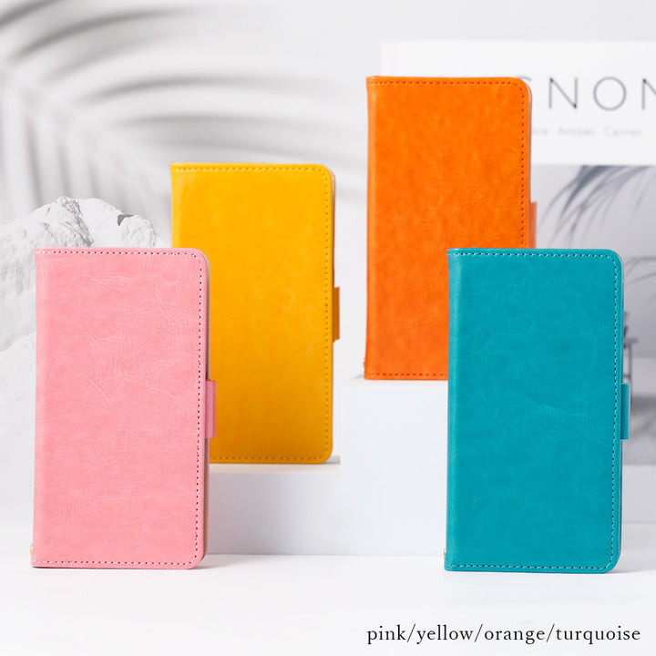 ヴィーガンレザー シンプル スタンド機能 手帳型ケース（ベルトあり）Galaxyシリーズ