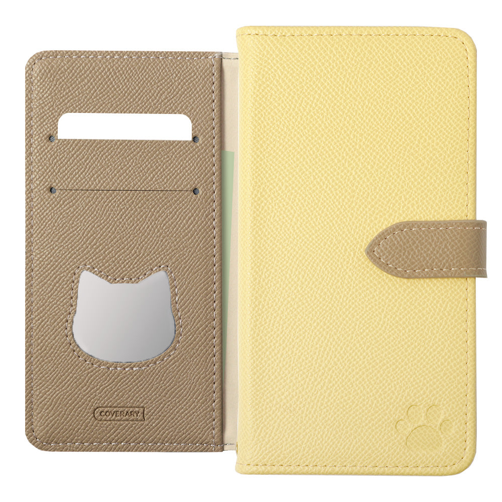 Vegan leather cat-shaped pocket bicolor stand function notebook-style case (with belt) AQUOS series
