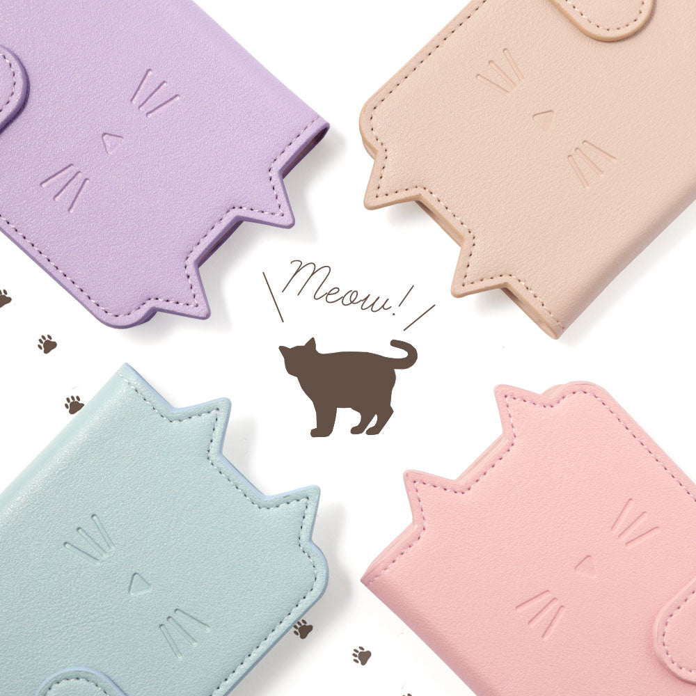 Vegan leather cat motif stand function wallet case (with belt) Google Pixel series